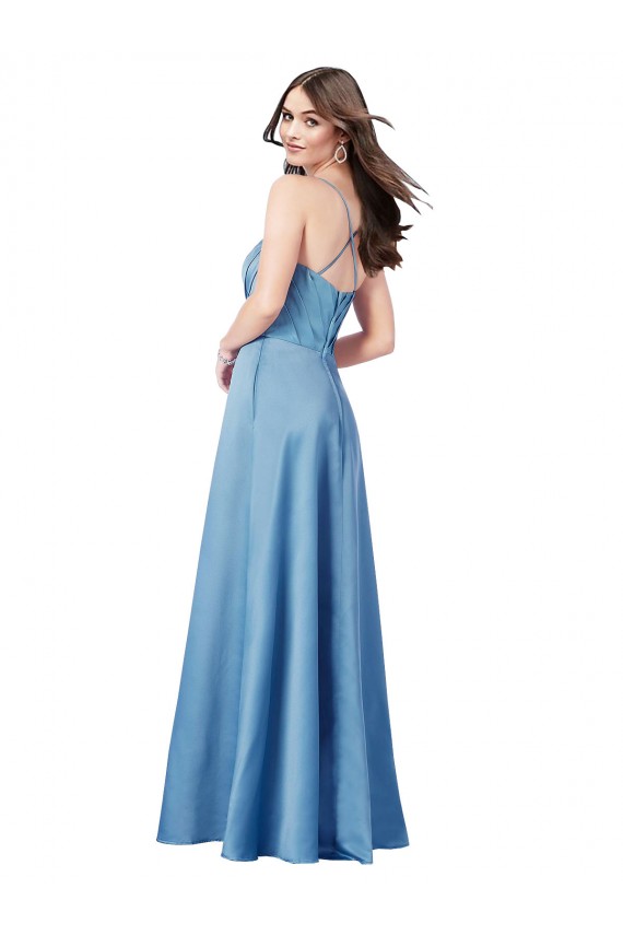 Discount Sleeveless Sky Blue Criss Cross Back Sheath Spaghetti Straps Prom Dress Canada