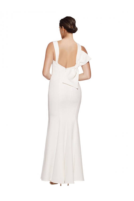 Discount Sleeveless Ivory Low Back Sheath Square Neck Stretch Crepe Prom Dress Canada