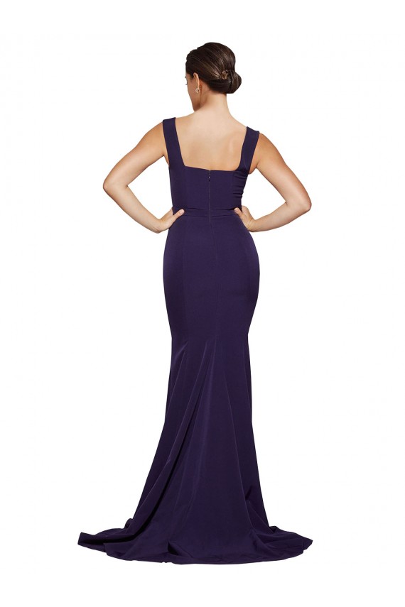 Discount Sleeveless Dark Navy Sheath Square Neck Prom Dress Canada
