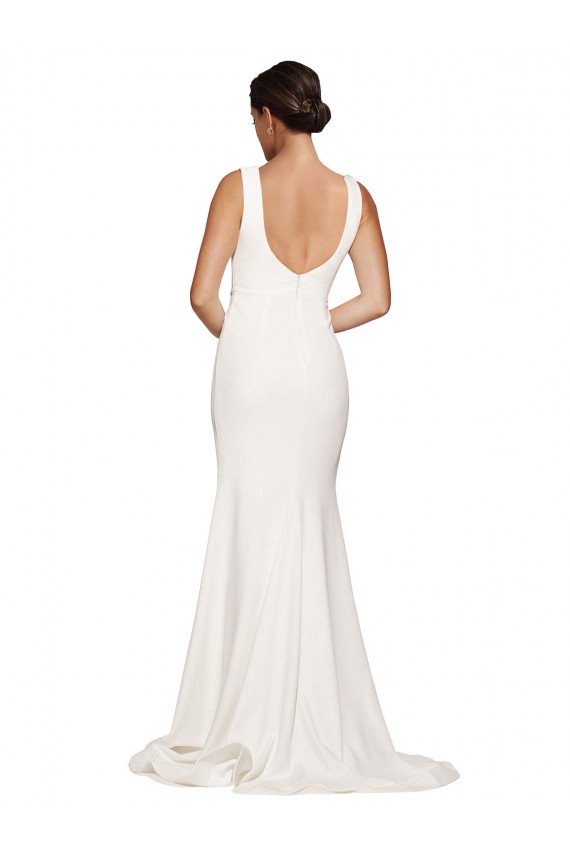 Discount Sleeveless Ivory Low Back Sheath Square Neck Prom Dress Canada
