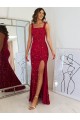 Discount Sleeveless Burgundy Sheath Square Neck Prom Dress Canada