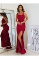 Discount Sleeveless Burgundy Sheath Square Neck Prom Dress Canada