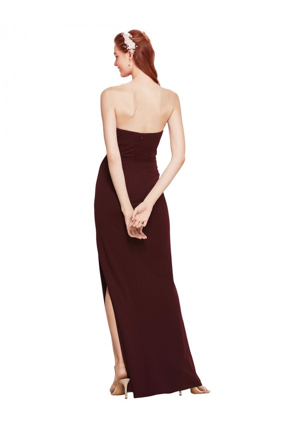 Discount Sleeveless Burgundy Gold Sheath Strapless Prom Dress Canada