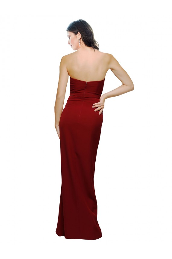 Discount Sleeveless Burgundy Low Back Sheath Sweetheart Stretch Crepe Prom Dress Canada