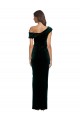 Discount Sleeveless Dark Green Sheath Off the Shoulder High Low Prom Dress Canada