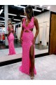 Discount Sleeveless Sheath Velvet Sequin V-Neck Prom Dress Canada