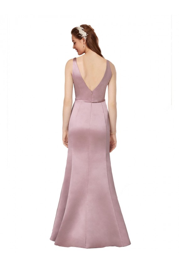 Discount Sleeveless Burgundy V-Back Sheath V-Neck Prom Dress Canada