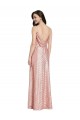 Discount Sleeveless Rose Gold Low Back Sheath V-Neck Prom Dress Canada