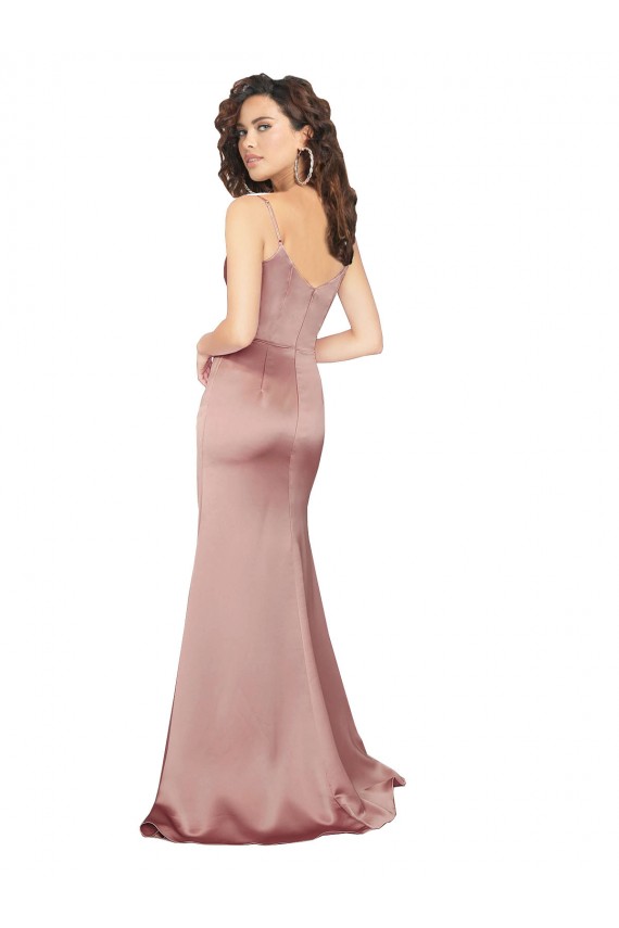 Discount Sleeveless Dusty Pink V-Back Sheath V-Neck Black Tie Prom Dress Canada