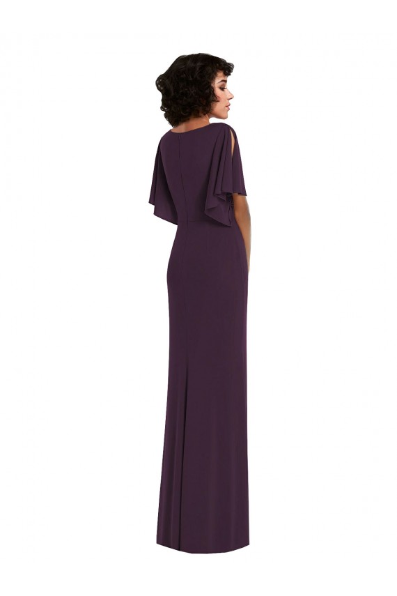 Discount Split Sleeves Grape Sheath V-Neck Prom Dress Canada
