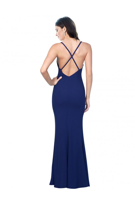 Discount Sleeveless Royal Blue Low Back Sheath V-Neck Prom Dress Canada