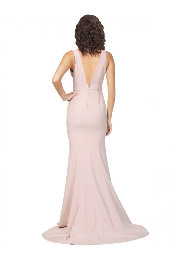 Discount Sleeveless Pink V-Back Sheath V-Neck Black Tie Prom Dress Canada