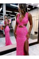 Discount Sleeveless Sheath Velvet Sequin V-Neck Prom Dress Canada