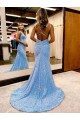 Discount Sleeveless Periwinkle Sheath V-Neck Evening Gown Canada