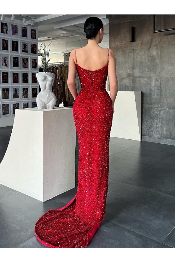 Discount Sleeveless Red Sheath V-Neck Prom Dress Canada