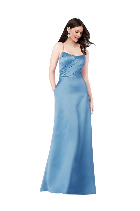 Discount Sleeveless Sky Blue Criss Cross Back Sheath Spaghetti Straps Prom Dress Canada