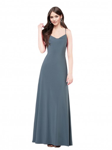 Discount Sleeveless Slate Grey Low Back A-Line V-Neck Prom Dress Canada