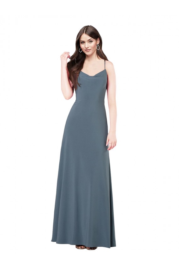 Discount Sleeveless Slate Grey Low Back A-Line V-Neck Prom Dress Canada