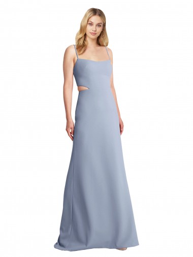 Discount Sleeveless Smoke Blue Open Back A-Line Spaghetti Straps Prom Dress Canada