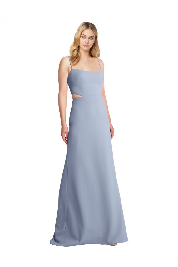Discount Sleeveless Smoke Blue Open Back A-Line Spaghetti Straps Prom Dress Canada