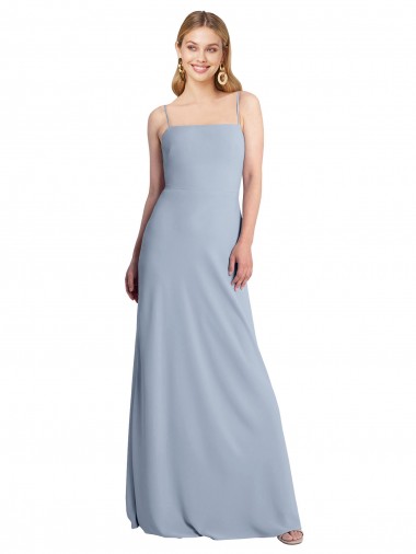 Discount Sleeveless Smoke Blue Criss Cross Open Back A-Line Square Neck Prom Dress Canada