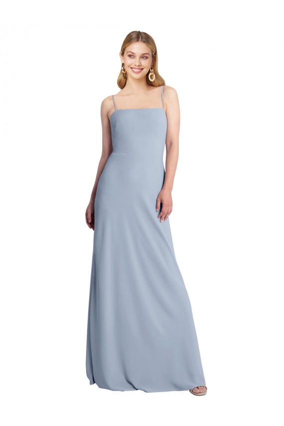 Discount Sleeveless Smoke Blue Criss Cross Open Back A-Line Square Neck Prom Dress Canada