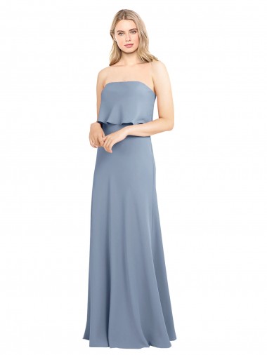 Discount Sleeveless Smoke Blue Sheath High Neck Prom Dress Canada