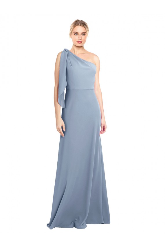 Discount Flutter Sleeves Smoke Blue Sheath One Shoulder Prom Dress Canada