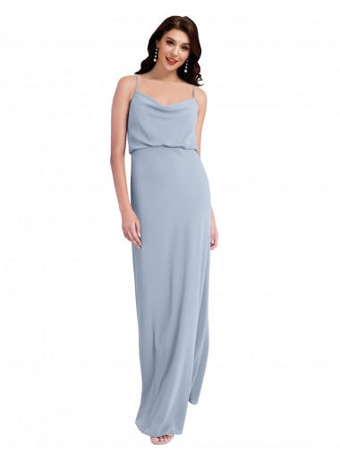 Discount Sleeveless Smoke Blue V-Back Sheath Spaghetti Straps Prom Dress Canada