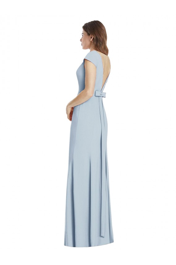 Discount Cap Sleeves Light Sky Blue Open Back Trumpet Bateau Neck Prom Dress Canada