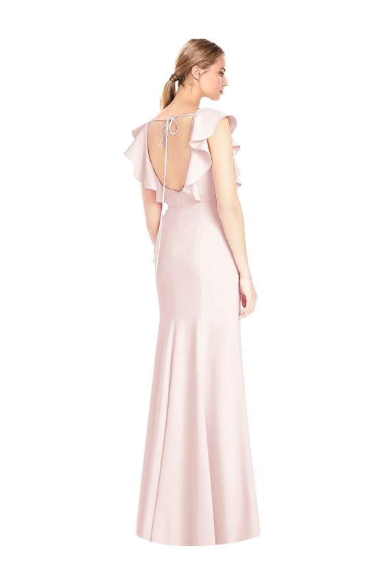 Discount Cap Sleeves Pink Open Back Trumpet Bateau Neck Prom Dress Canada