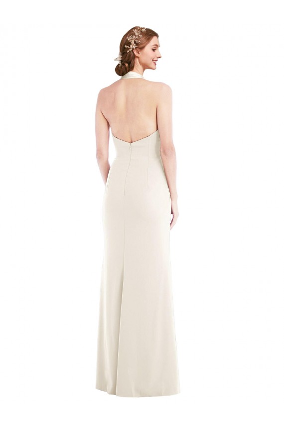 Discount Sleeveless Ivory Low Back Trumpet Halter Neck Prom Dress Canada