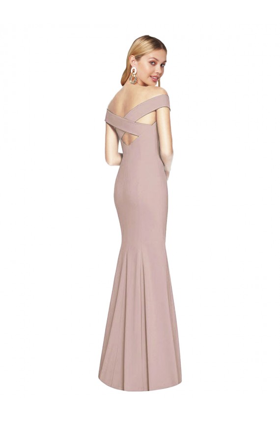 Discount Sleeveless Dusty Pink Criss Cross Back Trumpet Off the Shoulder Prom Dress Canada