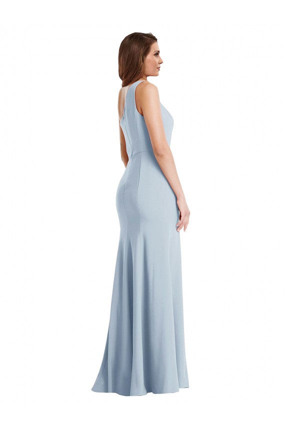 Discount Sleeveless Light Sky Blue Trumpet One Shoulder Stretch Crepe Prom Dress Canada