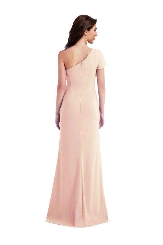 Discount Cap Sleeves Nude Trumpet One Shoulder Prom Dress Canada