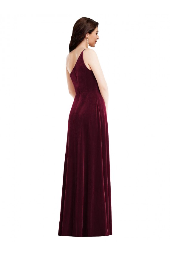 Discount Sleeveless Burgundy Trumpet One Shoulder Black Tie Prom Dress Canada