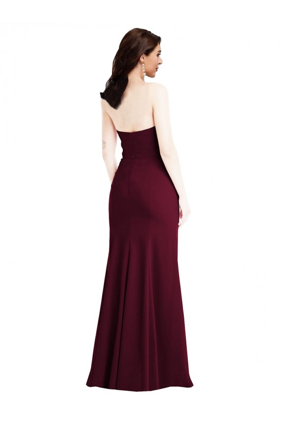 Discount Sleeveless Burgundy Gold Trumpet Strapless Prom Dress Canada