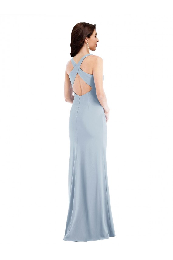 Discount Sleeveless Light Sky Blue Criss Cross Back Trumpet V-Neck Prom Dress Canada