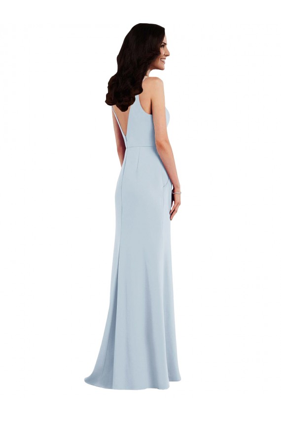Discount Sleeveless Light Sky Blue V-Back Trumpet Spaghetti Straps Prom Dress Canada