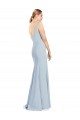 Discount Sleeveless Light Sky Blue Low Back Trumpet V-Neck Stretch Crepe Prom Dress Canada