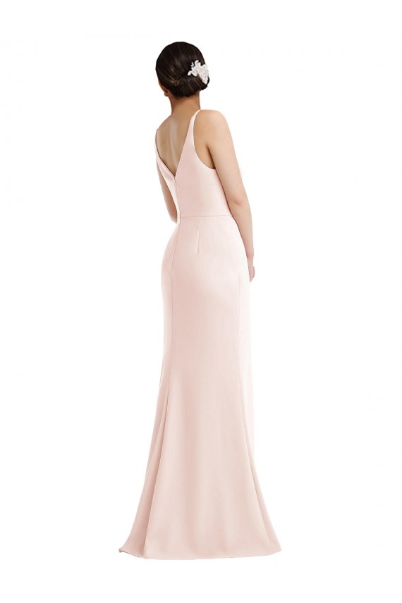 Discount Sleeveless Pink V-Back Trumpet V-Neck Prom Dress Canada
