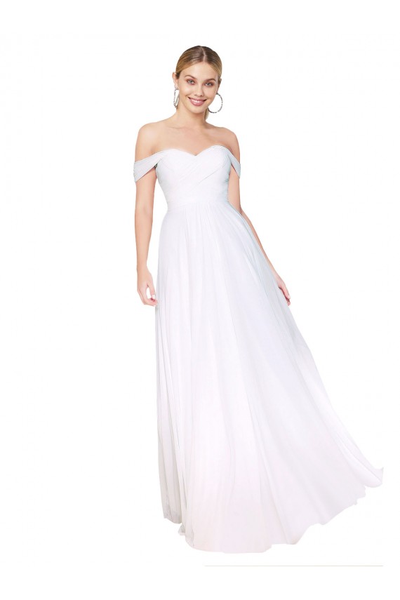 Discount Sleeveless White A-Line Off the Shoulder Prom Dress Canada