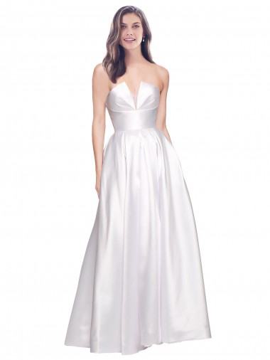 Discount Sleeveless White Low Back A-Line Strapless Prom Dress Canada