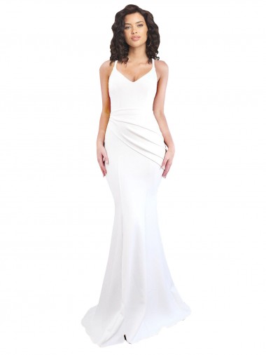 Discount Sleeveless White Low Back Mermaid Spaghetti Straps Black Tie Prom Dress Canada