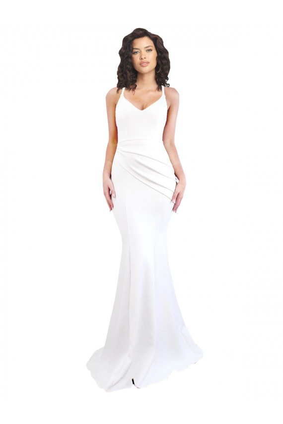 Discount Sleeveless White Low Back Mermaid Spaghetti Straps Black Tie Prom Dress Canada