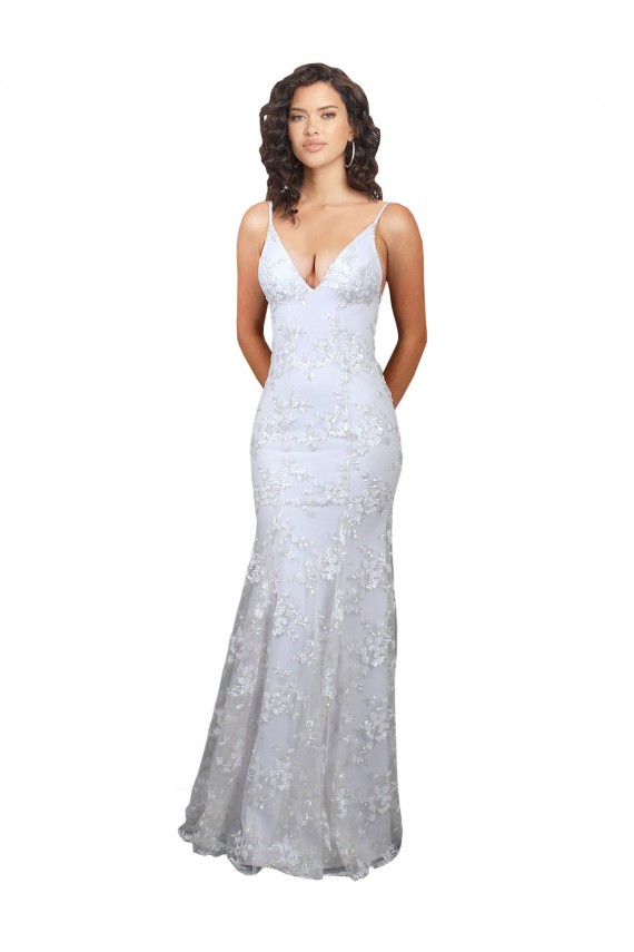Discount Sleeveless White Backless Mermaid V-Neck Prom Dress Canada