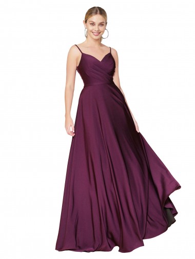 Discount Sleeveless Wild Berry V-Back A-Line Spaghetti Straps Prom Dress Canada